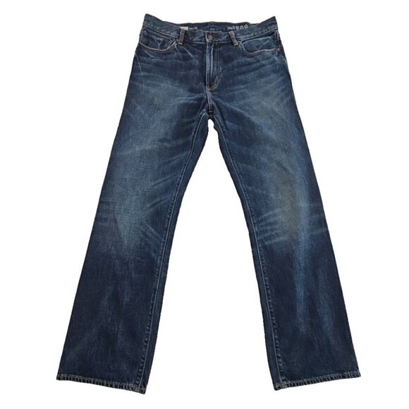 Gap Easy Vintage Jeans Men's 35x32 Medium Wash Straight Leg EUC Y2K Feathering - Picture 1 of 16